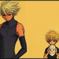 Special Jounin Kakashi and Naruto-kun with his ANBU mask